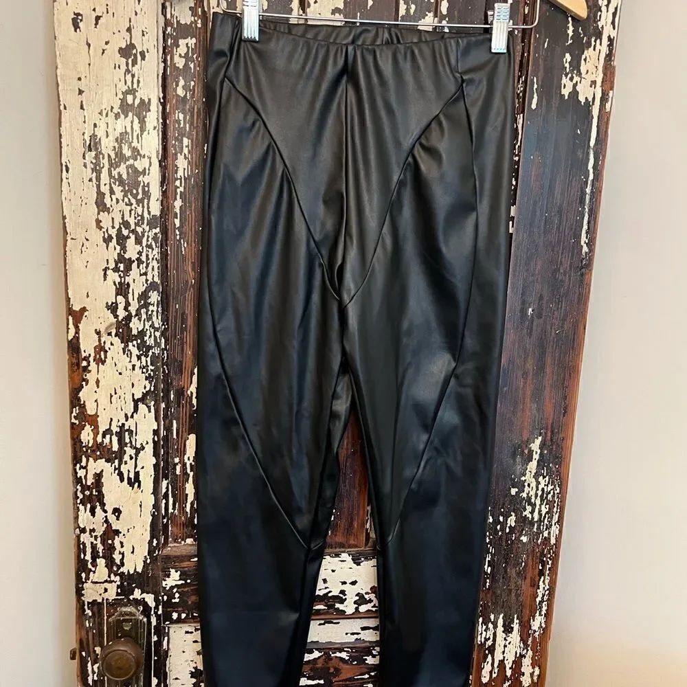 AsYou Black faux leather leggings. Size US 6